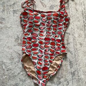 J. Crew One-Piece Swimsuit with Watermelon Print in Red, Green, Pink